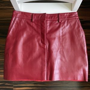 EUC Vintage Genuine Leather Mini Skirt (Red, 8)